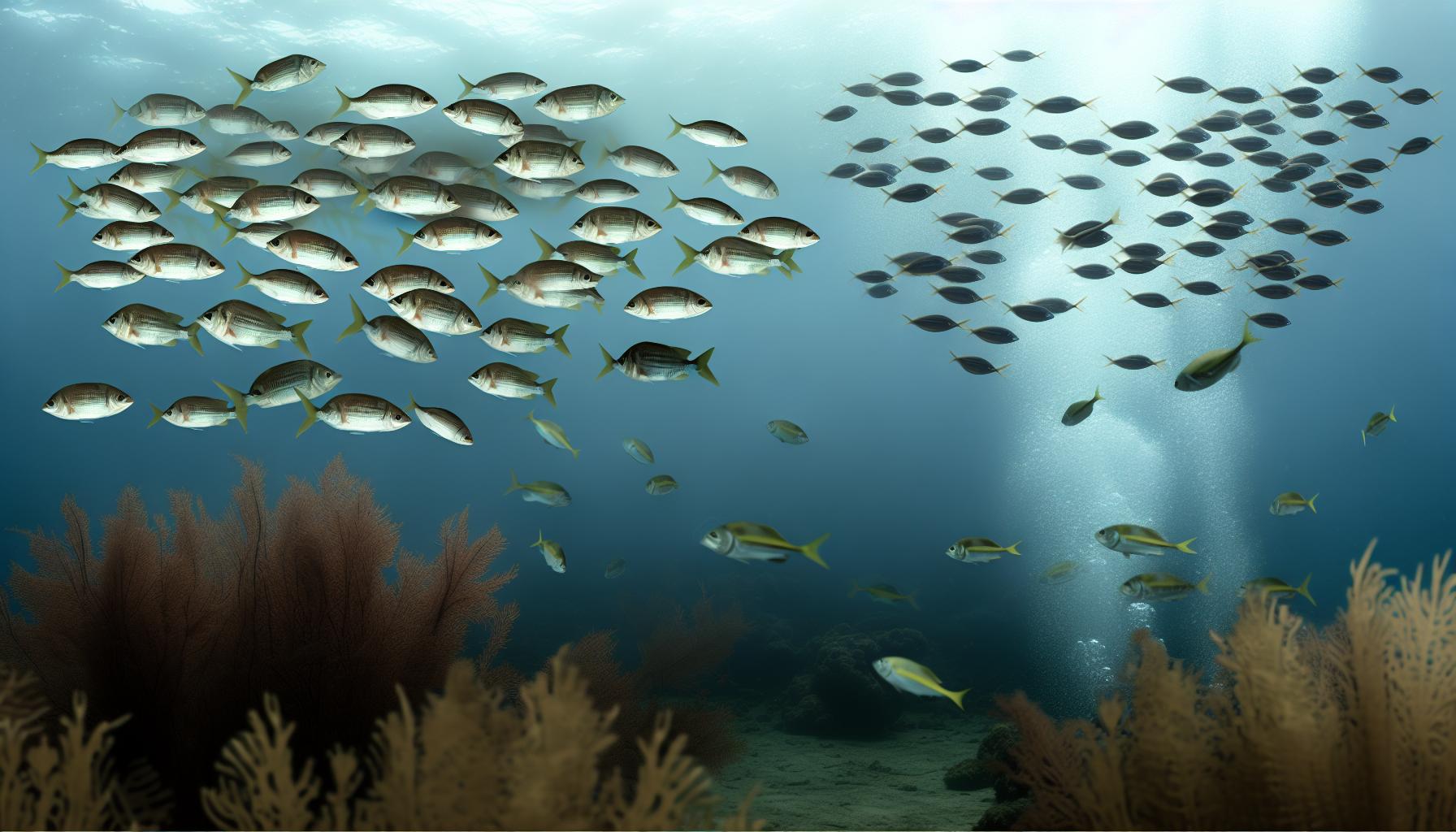 Unterschiede zwischen Schwarm und Schule von Fischen