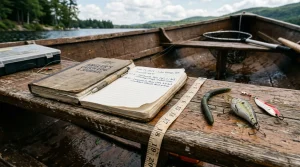 Angler prasentiert kapitalen Hechtfang vor Naturkulisse am See